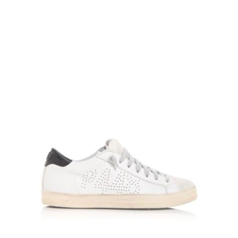 NWT P448 Womens White Mixed Media John Round Toe Leather Sneakers Shoes 38 - Picture 3 of 5